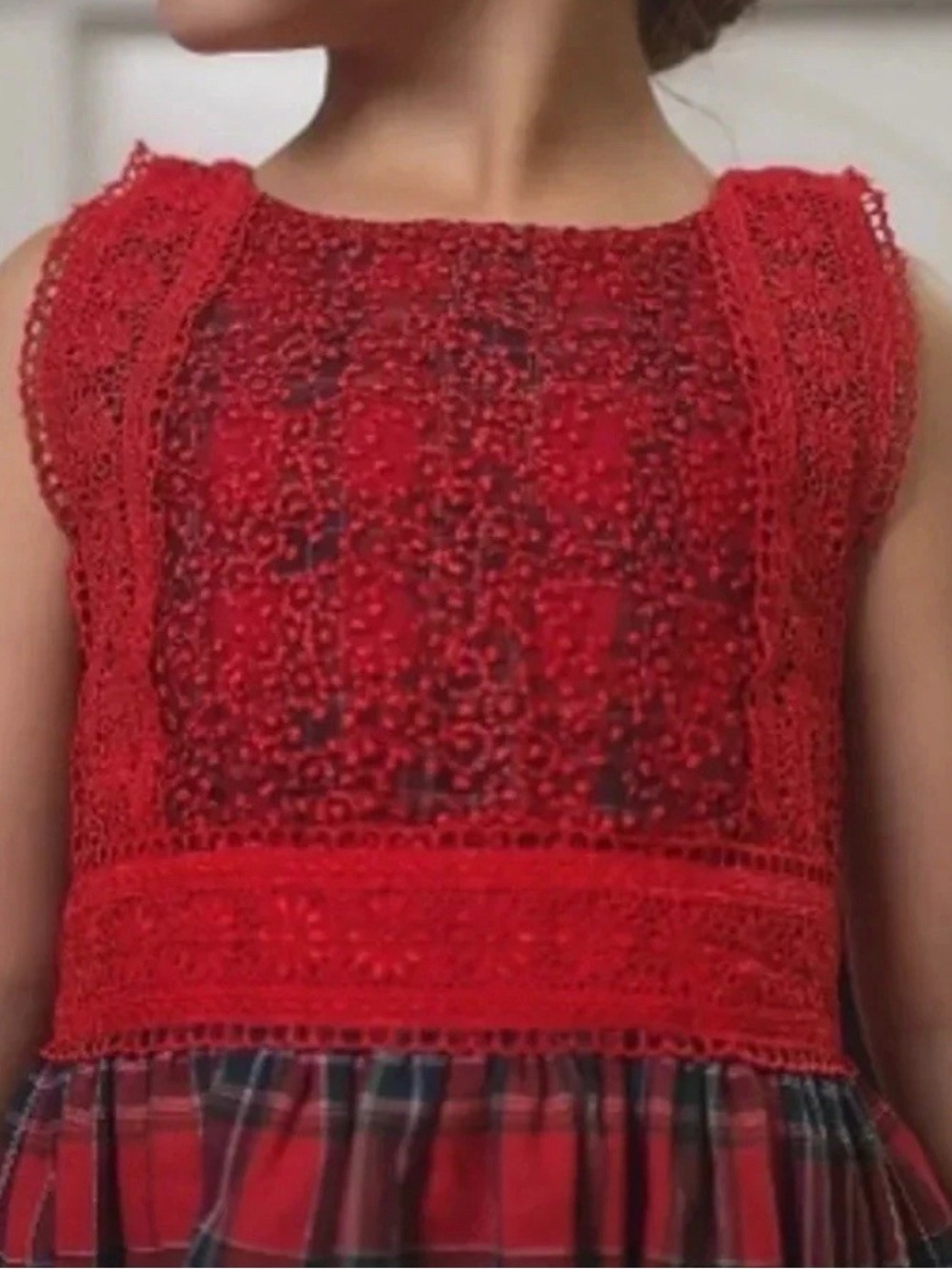 Trish Scully Christmas Plaid High Low Dress Girls 5 - Picture 3 of 10